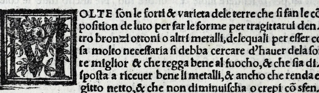 An illustration from De la pirotechnia libri X. : dove ampiamente si tratta non solo di ogni sorte & diuersita di miniere, ma anchora quanto si ricerca intorno à la prattica di quelle cose, di quel che si appartiene à l'arte de la fusione, ouer gitto de metalli, come d'ogni altra cosa simile à questa, 1540, leaf 182