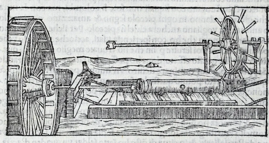 An illustration from De la pirotechnia libri X. : dove ampiamente si tratta non solo di ogni sorte & diuersita di miniere, ma anchora quanto si ricerca intorno à la prattica di quelle cose, di quel che si appartiene à l'arte de la fusione, ouer gitto de metalli, come d'ogni altra cosa simile à questa, 1540, leaf 258