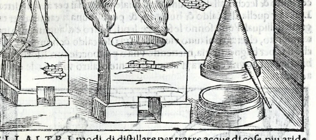 An illustration from De la pirotechnia libri X. : dove ampiamente si tratta non solo di ogni sorte & diuersita di miniere, ma anchora quanto si ricerca intorno à la prattica di quelle cose, di quel che si appartiene à l'arte de la fusione, ouer gitto de metalli, come d'ogni altra cosa simile à questa, 1540, leaf 283