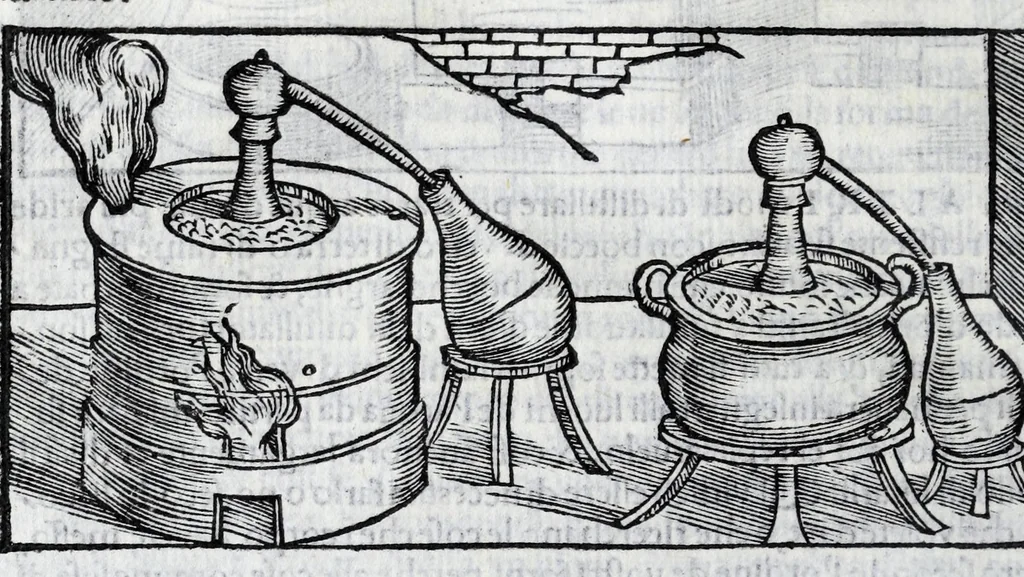An illustration from De la pirotechnia libri X. : dove ampiamente si tratta non solo di ogni sorte & diuersita di miniere, ma anchora quanto si ricerca intorno à la prattica di quelle cose, di quel che si appartiene à l'arte de la fusione, ouer gitto de metalli, come d'ogni altra cosa simile à questa, 1540, leaf 284