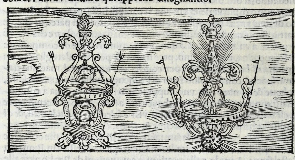 An illustration from De la pirotechnia libri X. : dove ampiamente si tratta non solo di ogni sorte & diuersita di miniere, ma anchora quanto si ricerca intorno à la prattica di quelle cose, di quel che si appartiene à l'arte de la fusione, ouer gitto de metalli, come d'ogni altra cosa simile à questa, 1540, leaf 366