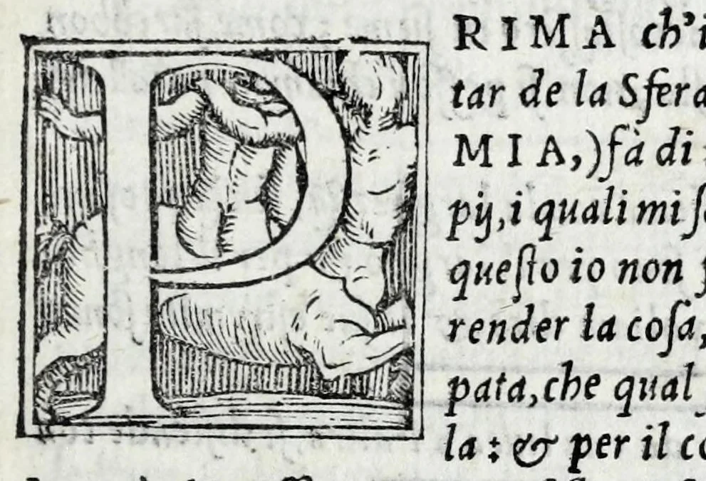 An illustration from De la sfera del mondo. Libri qvattro in lingva toscana: iqvali non per via di traduttione, nè à qual si voglia particolare scrittore obligati: ma parte da i migliori raccogliendo; e parte di nuouo producendo; contengano in se tutto quel ch'intorno à tal materia si possa desiderare; ridotti à tãta ageuolezza, & à cosi facil modo di dimostrare che qual si voglia poco essercitato negli studij di matemmatica potrà ageuolissimamente & con prestezza intenderne il tutto. De le stelle fisse. Libro vno con le sve figvre, e con le sve tauole: doue cõ marauigliosa ageuolezza potrà ciascheduno conoscere qualunque stella dele XLVIII immagini del cielo stellato, e le fauole loro integramente: & sapere in ogni tempo del'anno, à qual si voglia hora di notte, in che parte del cielo si truovino, non solo le dette immagini, ma qualunq[ue] stella di quelle, 1540, leaf 19
