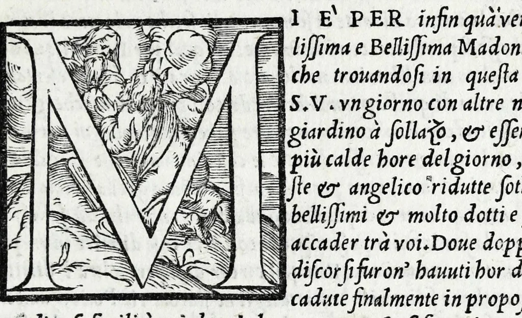 An illustration from De la sfera del mondo. Libri qvattro in lingva toscana: iqvali non per via di traduttione, nè à qual si voglia particolare scrittore obligati: ma parte da i migliori raccogliendo; e parte di nuouo producendo; contengano in se tutto quel ch'intorno à tal materia si possa desiderare; ridotti à tãta ageuolezza, & à cosi facil modo di dimostrare che qual si voglia poco essercitato negli studij di matemmatica potrà ageuolissimamente & con prestezza intenderne il tutto. De le stelle fisse. Libro vno con le sve figvre, e con le sve tauole: doue cõ marauigliosa ageuolezza potrà ciascheduno conoscere qualunque stella dele XLVIII immagini del cielo stellato, e le fauole loro integramente: & sapere in ogni tempo del'anno, à qual si voglia hora di notte, in che parte del cielo si truovino, non solo le dette immagini, ma qualunq[ue] stella di quelle, 1540, leaf 7