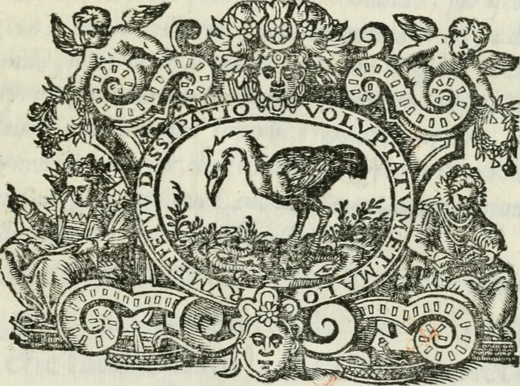 An illustration from Del campo aperto, mantenvto in Ferrara, l' anno M.DC.X. la notte di carnouale : dall'Illustriss. Signor Enzo Bentivogli, mantenitore della querela, pubblicata nella seguente disfida da un'araldo, à suon di trombe, il di 6. febraio, su'l corso, pieno di tutta la città mascherata : sontuosissima, e magnifica inuenzione, 1610, leaf 2