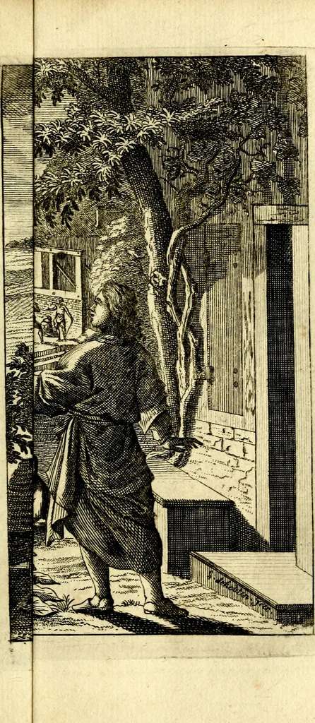 An illustration from De leermeester der zeden, vertoond in Horatius zinnebeelden, lierzangen, enz., Lof van 't landleven, en Bespiegeling op 't leven der menschen, verbeeld in de vier getyden des jaars. Met veele uitmuntende verzen vermeerderd, 1781, leaf 124
