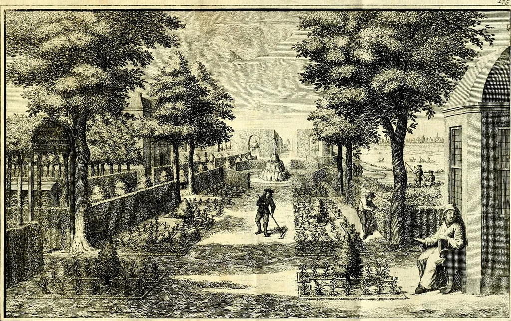 An illustration from De leermeester der zeden, vertoond in Horatius zinnebeelden, lierzangen, enz., Lof van 't landleven, en Bespiegeling op 't leven der menschen, verbeeld in de vier getyden des jaars. Met veele uitmuntende verzen vermeerderd, 1781, leaf 162
