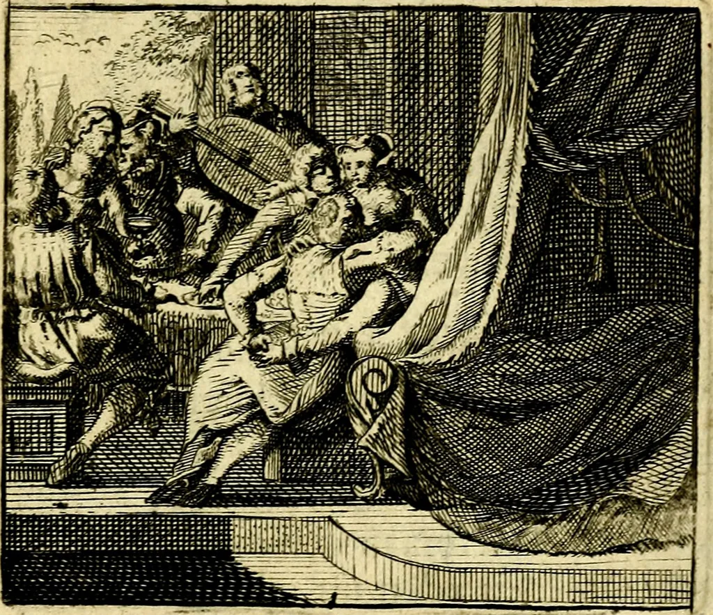 An illustration from De leermeester der zeden, vertoond in Horatius zinnebeelden, lierzangen, enz., Lof van 't landleven, en Bespiegeling op 't leven der menschen, verbeeld in de vier getyden des jaars. Met veele uitmuntende verzen vermeerderd, 1781, leaf 20