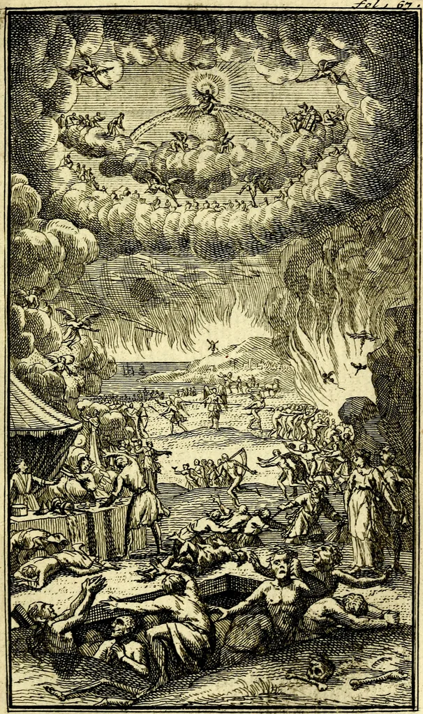 An illustration from De leermeester der zeden, vertoond in Horatius zinnebeelden, lierzangen, enz., Lof van 't landleven, en Bespiegeling op 't leven der menschen, verbeeld in de vier getyden des jaars. Met veele uitmuntende verzen vermeerderd, 1781, leaf 260