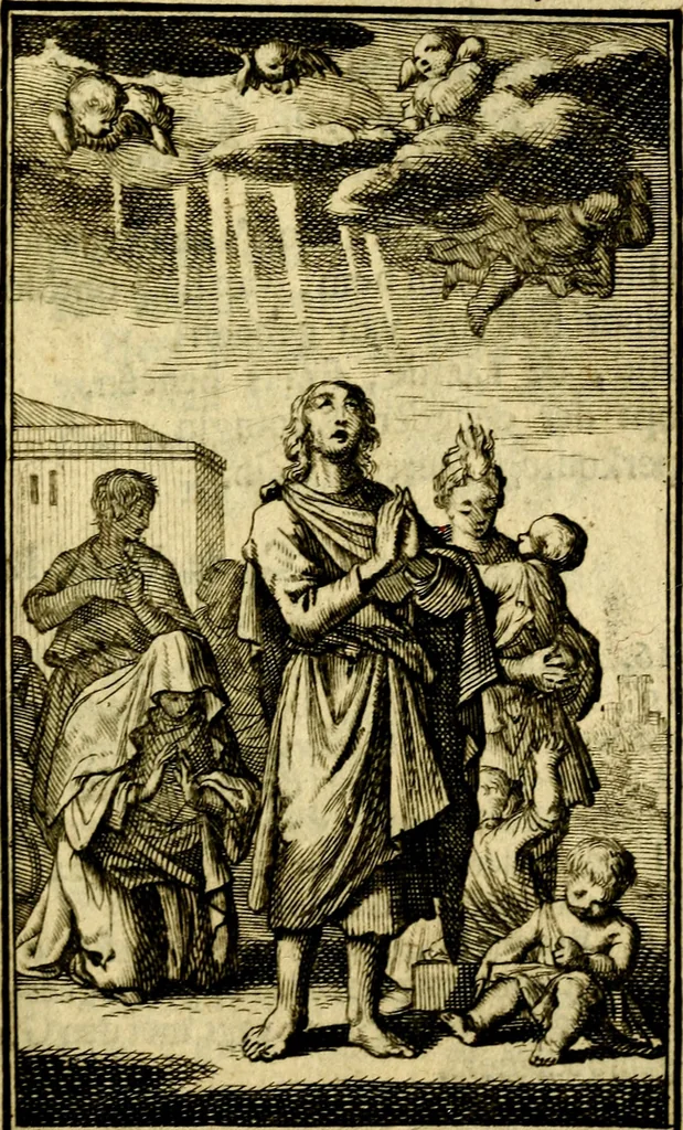 An illustration from De leermeester der zeden, vertoond in Horatius zinnebeelden, lierzangen, enz., Lof van 't landleven, en Bespiegeling op 't leven der menschen, verbeeld in de vier getyden des jaars. Met veele uitmuntende verzen vermeerderd, 1781, leaf 270