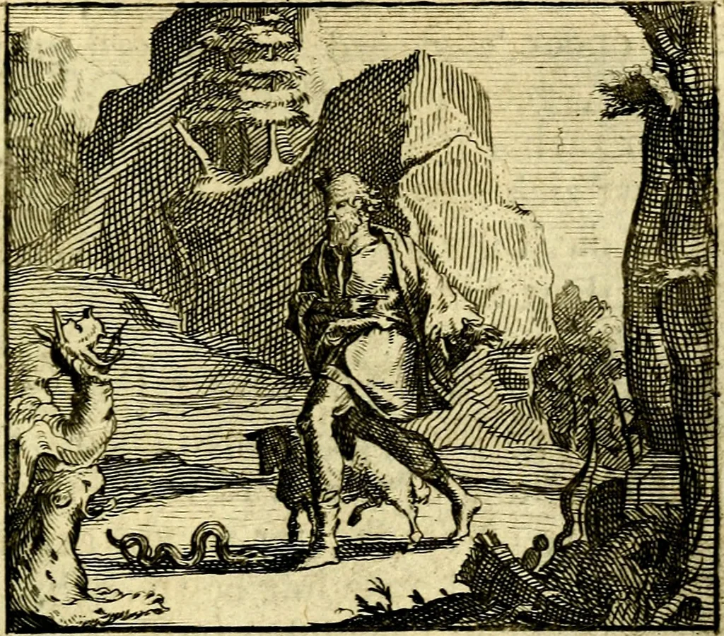 An illustration from De leermeester der zeden, vertoond in Horatius zinnebeelden, lierzangen, enz., Lof van 't landleven, en Bespiegeling op 't leven der menschen, verbeeld in de vier getyden des jaars. Met veele uitmuntende verzen vermeerderd, 1781, leaf 28