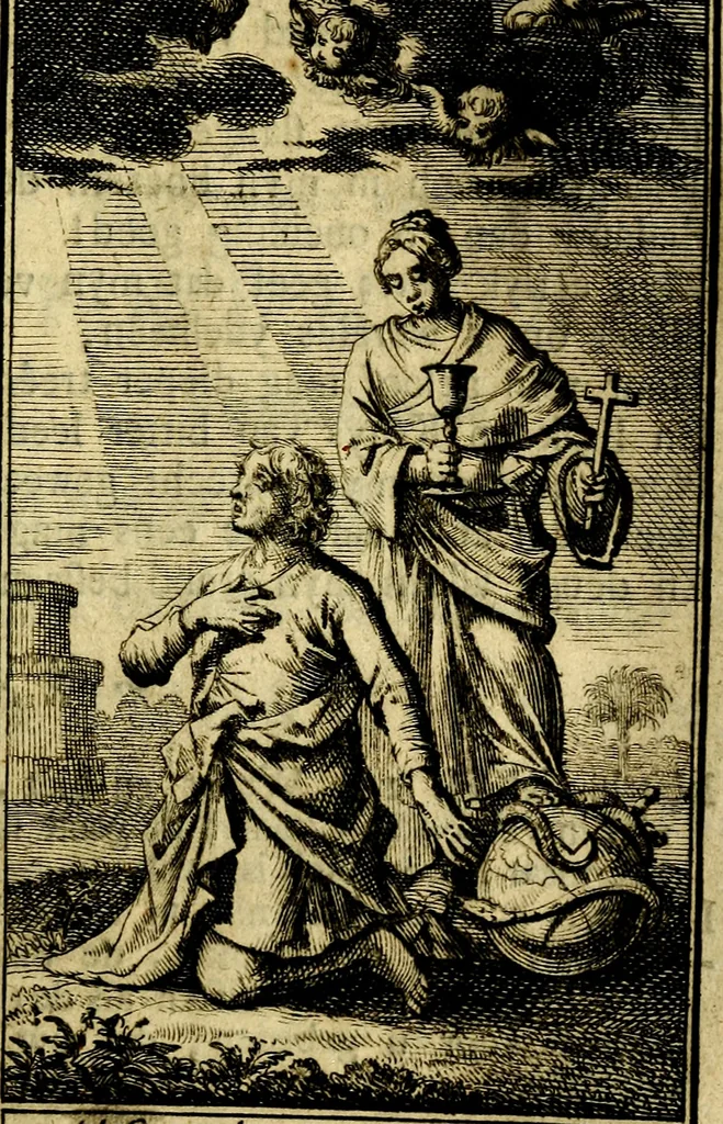 An illustration from De leermeester der zeden, vertoond in Horatius zinnebeelden, lierzangen, enz., Lof van 't landleven, en Bespiegeling op 't leven der menschen, verbeeld in de vier getyden des jaars. Met veele uitmuntende verzen vermeerderd, 1781, leaf 280