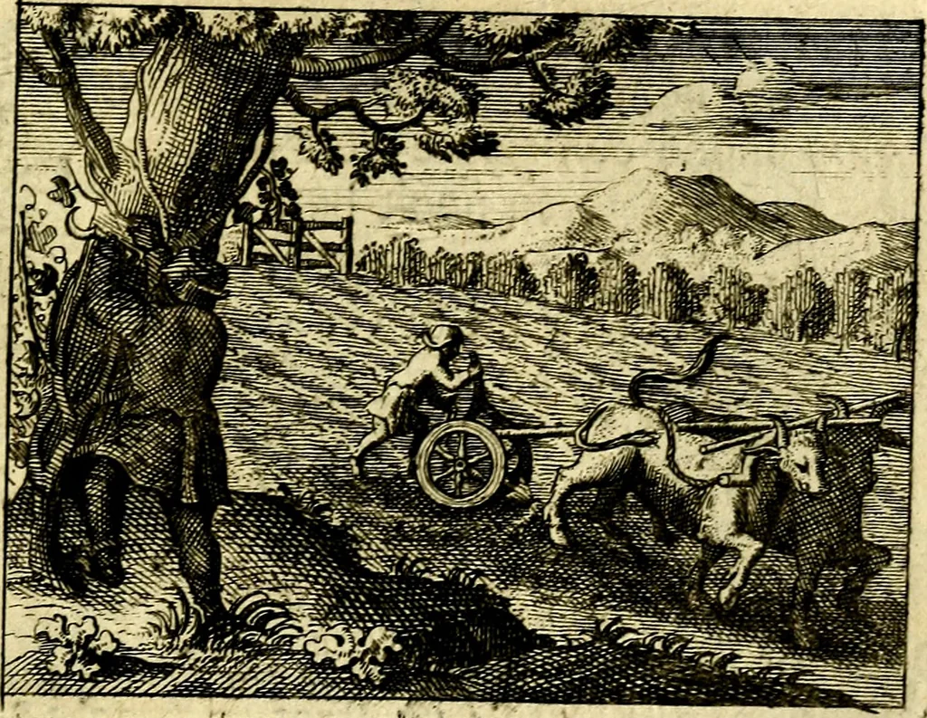 An illustration from De leermeester der zeden, vertoond in Horatius zinnebeelden, lierzangen, enz., Lof van 't landleven, en Bespiegeling op 't leven der menschen, verbeeld in de vier getyden des jaars. Met veele uitmuntende verzen vermeerderd, 1781, leaf 32