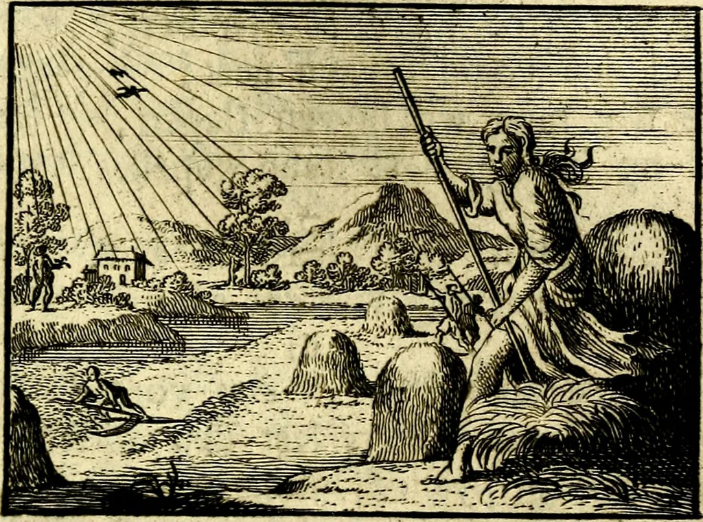An illustration from De leermeester der zeden, vertoond in Horatius zinnebeelden, lierzangen, enz., Lof van 't landleven, en Bespiegeling op 't leven der menschen, verbeeld in de vier getyden des jaars. Met veele uitmuntende verzen vermeerderd, 1781, leaf 326