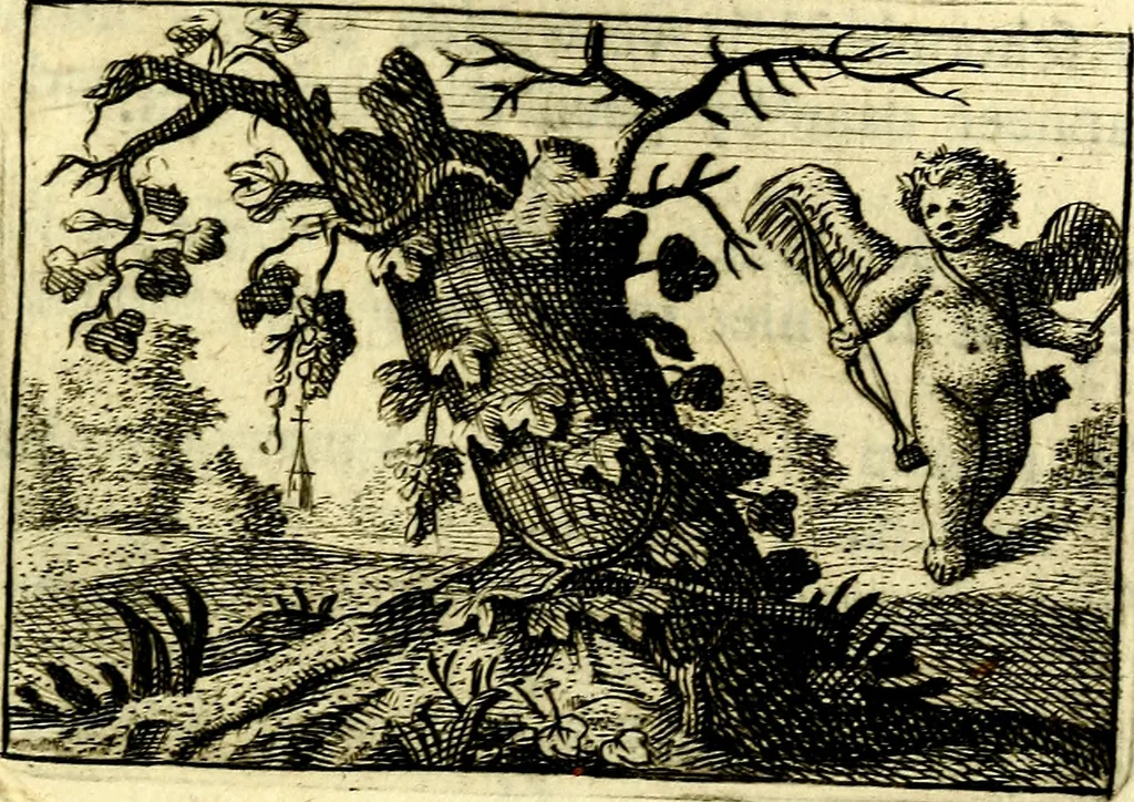 An illustration from De leermeester der zeden, vertoond in Horatius zinnebeelden, lierzangen, enz., Lof van 't landleven, en Bespiegeling op 't leven der menschen, verbeeld in de vier getyden des jaars. Met veele uitmuntende verzen vermeerderd, 1781, leaf 344