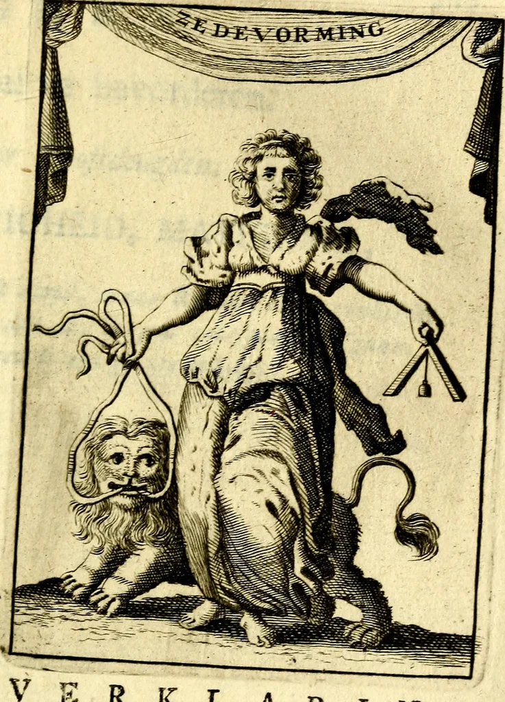 An illustration from De leermeester der zeden, vertoond in Horatius zinnebeelden, lierzangen, enz., Lof van 't landleven, en Bespiegeling op 't leven der menschen, verbeeld in de vier getyden des jaars. Met veele uitmuntende verzen vermeerderd, 1781, leaf 374