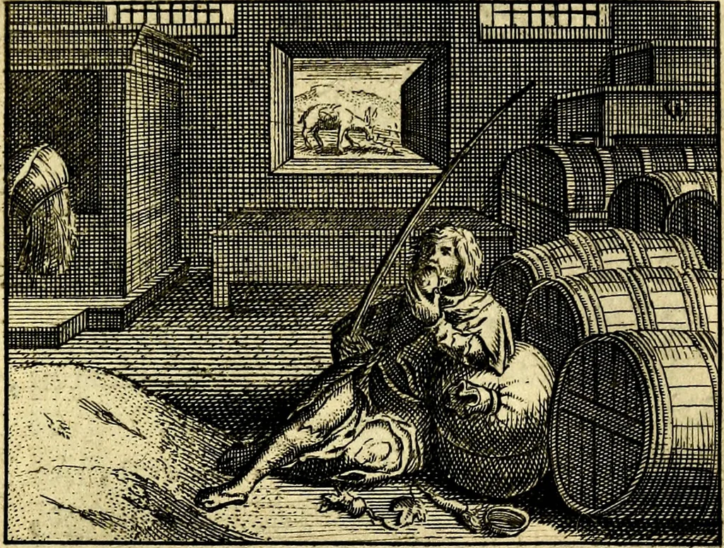 An illustration from De leermeester der zeden, vertoond in Horatius zinnebeelden, lierzangen, enz., Lof van 't landleven, en Bespiegeling op 't leven der menschen, verbeeld in de vier getyden des jaars. Met veele uitmuntende verzen vermeerderd, 1781, leaf 42