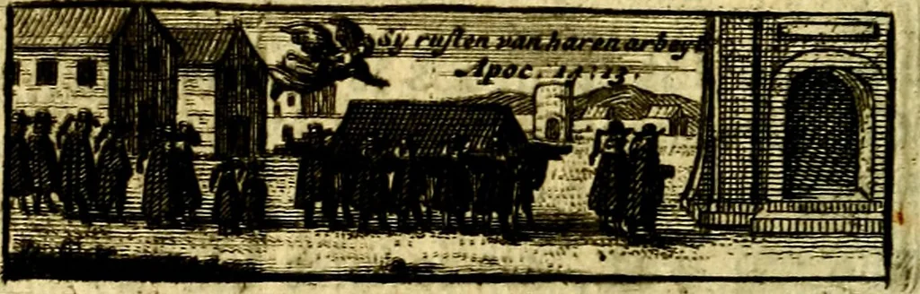 An illustration from De leermeester der zeden, vertoond in Horatius zinnebeelden, lierzangen, enz., Lof van 't landleven, en Bespiegeling op 't leven der menschen, verbeeld in de vier getyden des jaars. Met veele uitmuntende verzen vermeerderd, 1781, leaf 471