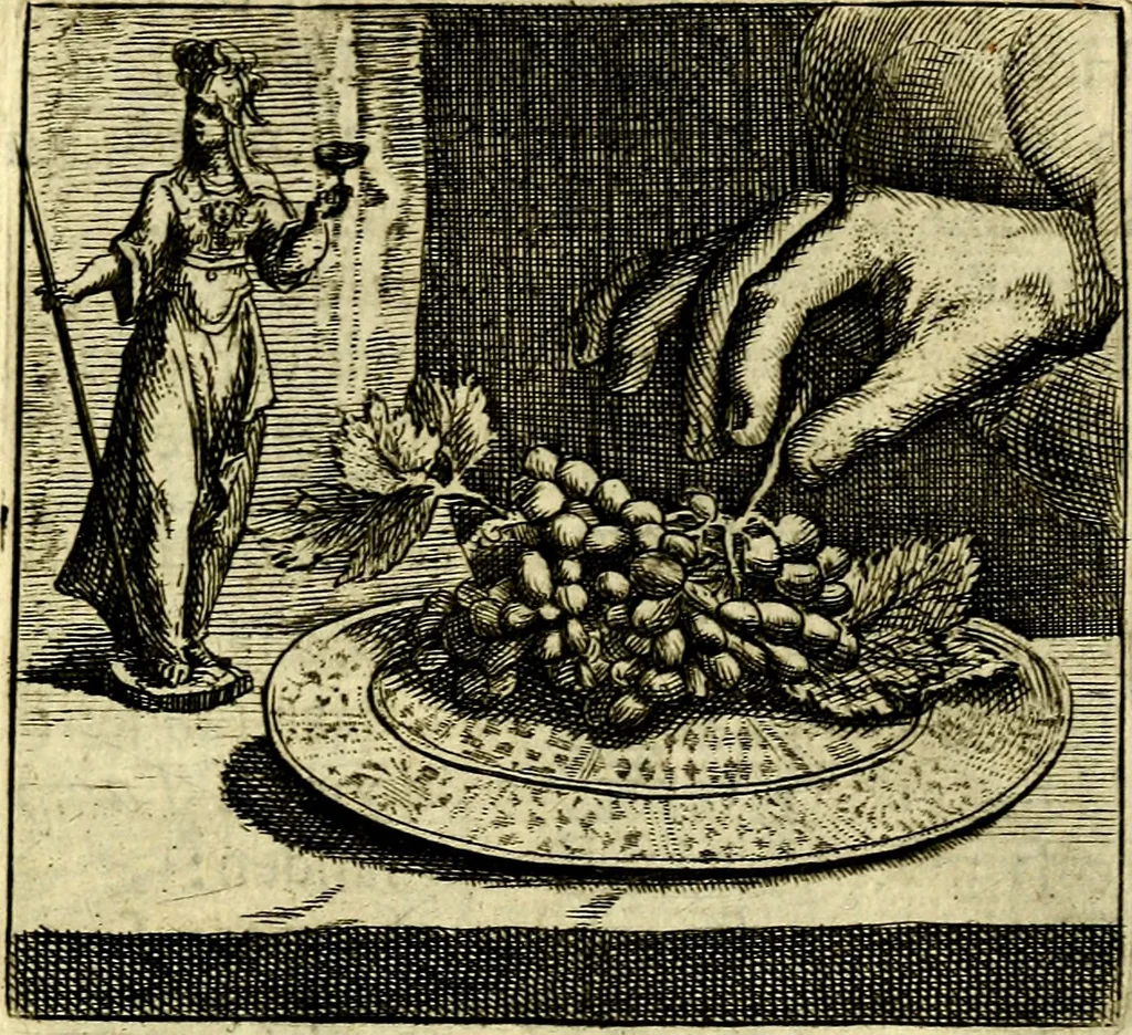 An illustration from De leermeester der zeden, vertoond in Horatius zinnebeelden, lierzangen, enz., Lof van 't landleven, en Bespiegeling op 't leven der menschen, verbeeld in de vier getyden des jaars. Met veele uitmuntende verzen vermeerderd, 1781, leaf 52