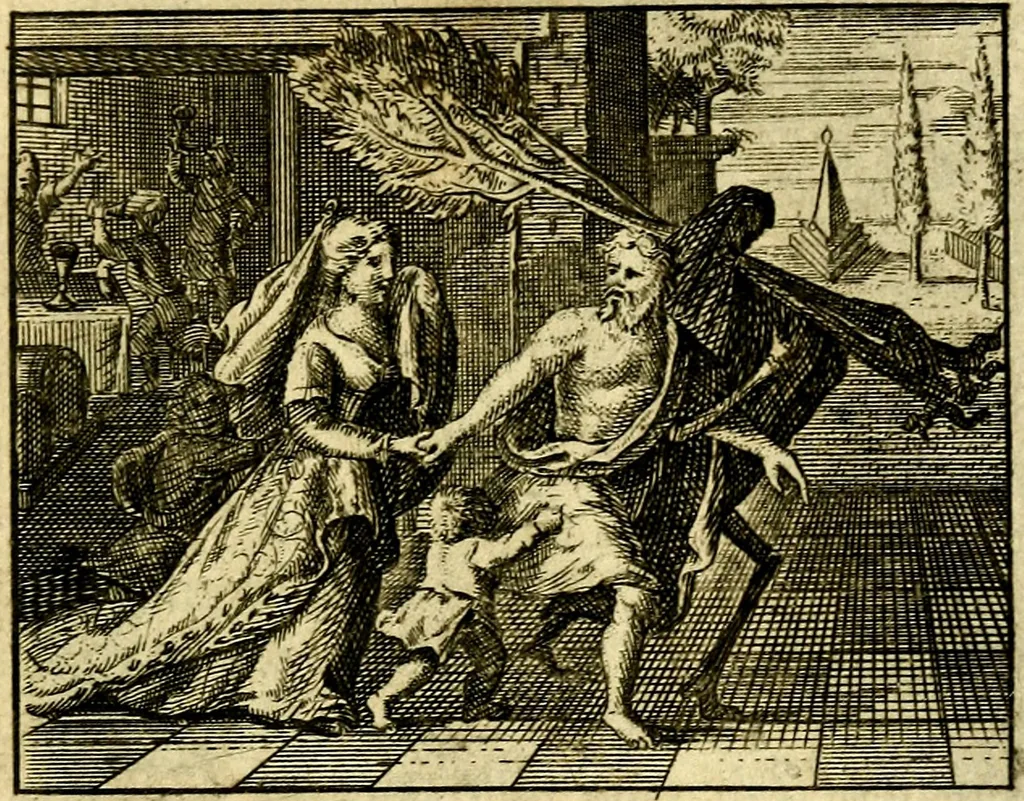 An illustration from De leermeester der zeden, vertoond in Horatius zinnebeelden, lierzangen, enz., Lof van 't landleven, en Bespiegeling op 't leven der menschen, verbeeld in de vier getyden des jaars. Met veele uitmuntende verzen vermeerderd, 1781, leaf 60