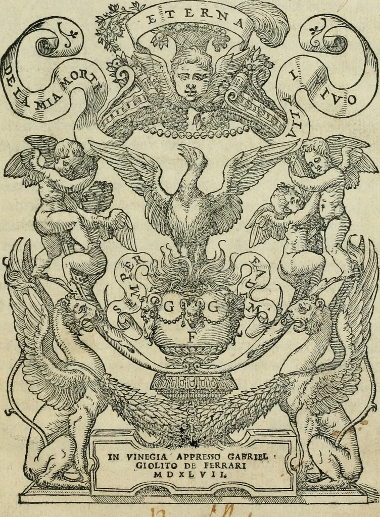 An illustration from De le lettere di m. Clavdio Tolomei lib. sette. Con vna breve dichiarazione in fine di tvtto l'ordin de l'ortografia di qvesta opera, 1547, leaf 4