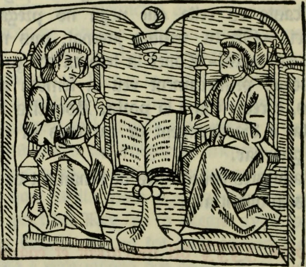 An illustration from De les costumes des homens e debs oficis dels nobles, sobrel Joch des escachs, 1900, leaf 153