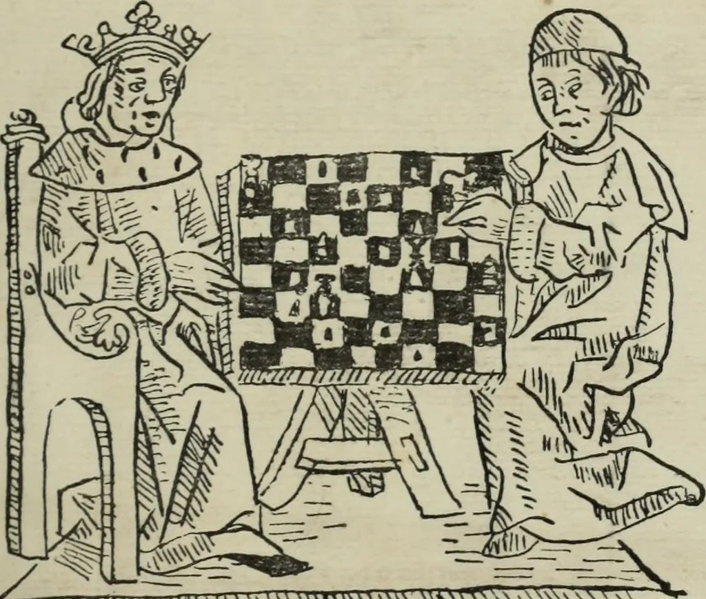 An illustration from De les costumes des homens e debs oficis dels nobles, sobrel Joch des escachs, 1900, leaf 6