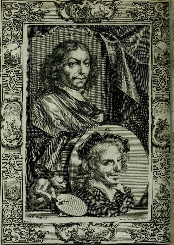 An illustration from De levens-beschryvingen der Nederlandsche konst-schilders en konst-schilderessen, met een uytbreyding over de schilder-konst der ouden, 1729, leaf 385