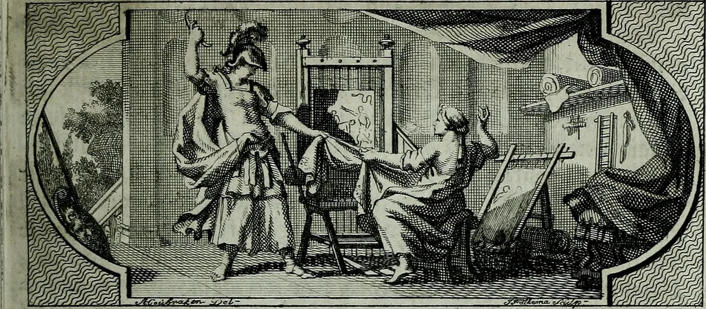 An illustration from De levens-beschryvingen der Nederlandsche konst-schilders en konst-schilderessen, met een uytbreyding over de schilder-konst der ouden, 1729, leaf 278
