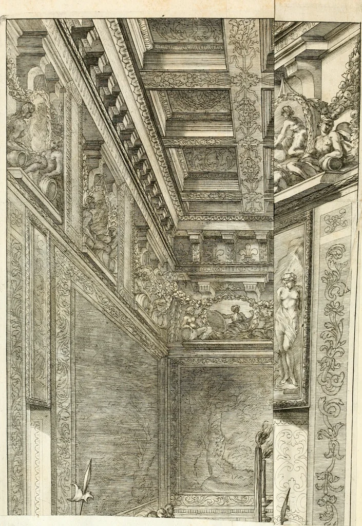 An illustration from Del funerale celebrato nel duomo di Torino all' Altezza Reale di Carlo Emanuele II, duca di Sauoia ... : da madama reale Maria Giovanna Battista di Sauoia, madre e tutrice dell' Altezza Reale di Vittorio Amadeo II, e reggente de' suoi stati, 1676, leaf 21