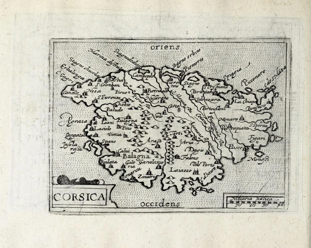 An illustration from Deliciae Italiae et index viatorius : indicans itinera ab vrbe Roma ad omnes in Italia, aliquas quoque extra Italiam civitates et oppida : quorum indicantur deliciae, sive quid in eorum singulis delicati, rari visuque digni sit : nempe templa ob structuram magnifica, delubra ob artem spectanda, palatia aedificiaque ob amplitudinem praeclara, picturae excellentium artificium, statuae eleganter sculptae, quicquid praeterea vbique in Italia, vel antiquitate rarum vel arte praeclarum est ... : huic libello visum fuit addere tabellas geographicas Italiae aliquarumque circa ipsam insularum ..., 1603, leaf 192