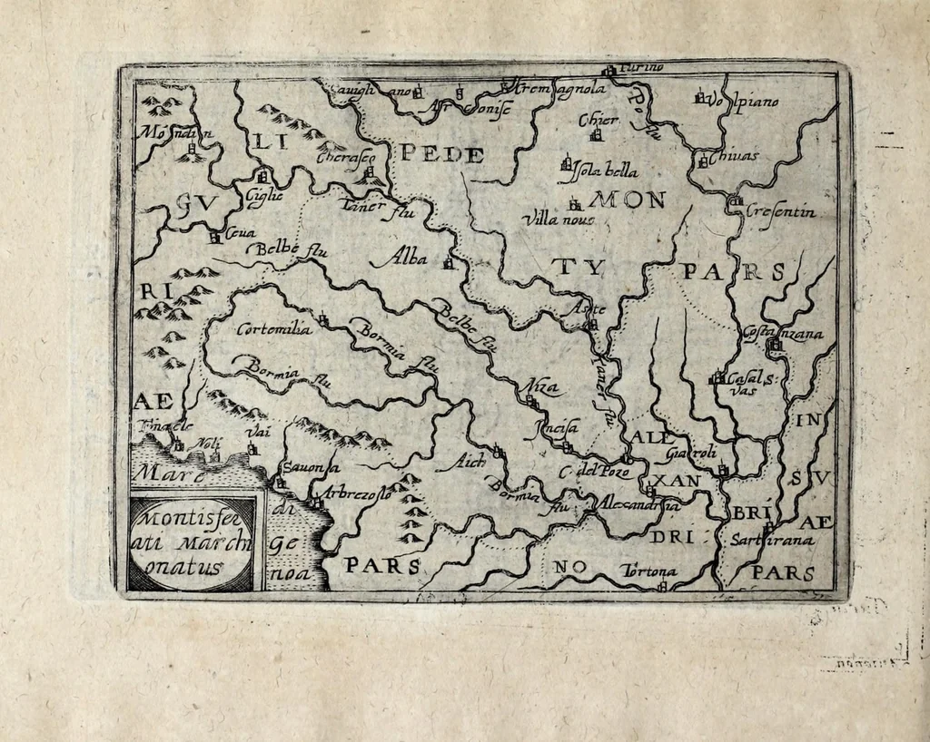 An illustration from Deliciae Italiae et index viatorius : indicans itinera ab vrbe Roma ad omnes in Italia, aliquas quoque extra Italiam civitates et oppida : quorum indicantur deliciae, sive quid in eorum singulis delicati, rari visuque digni sit : nempe templa ob structuram magnifica, delubra ob artem spectanda, palatia aedificiaque ob amplitudinem praeclara, picturae excellentium artificium, statuae eleganter sculptae, quicquid praeterea vbique in Italia, vel antiquitate rarum vel arte praeclarum est ... : huic libello visum fuit addere tabellas geographicas Italiae aliquarumque circa ipsam insularum ..., 1603, leaf 196