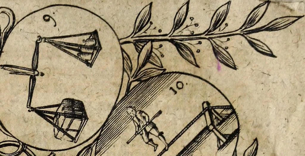 An illustration from [Deliciæ physico-mathematicæ, oder, Mathemat: und Philosophische Erquickstunden : darinnen sechshundert drey und sechzig Schöne, liebliche, und annehmliche Kunststücklein, Auffgaben und Fragen ausz der Rechenkunst, Landtmessen, Perspectiv, Naturkündigung ..., 1651, leaf 6
