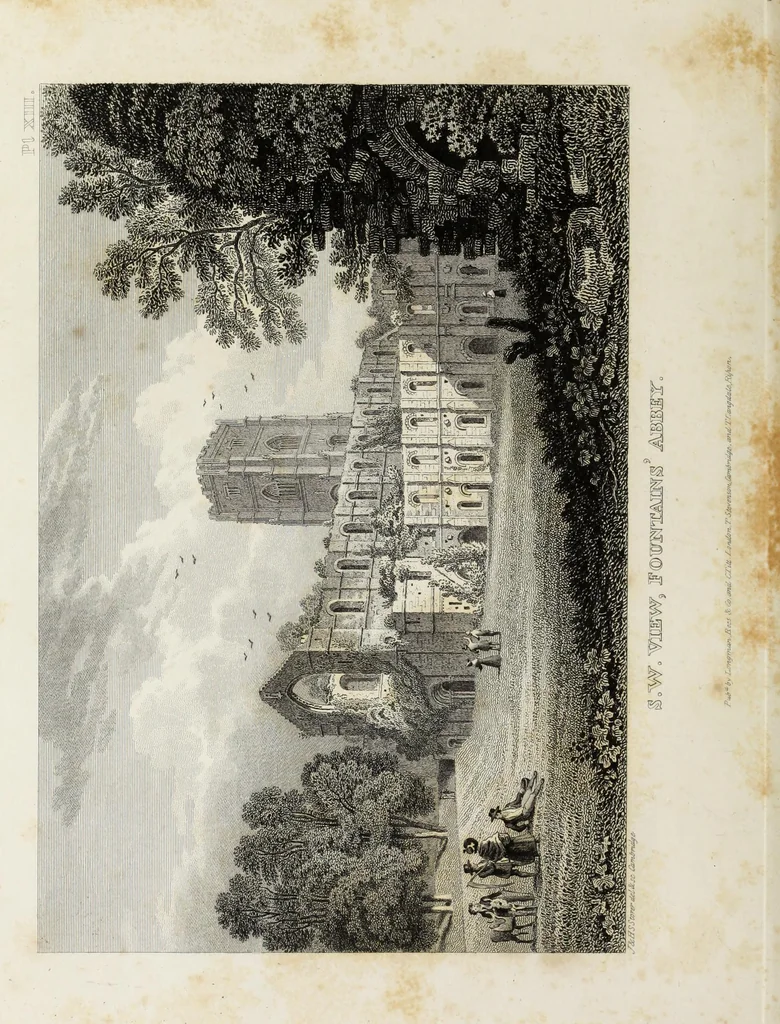 An illustration from Delineations, graphical and descriptive, of Fountains' Abbey, in the West Riding of the County of York, 1820, leaf 151