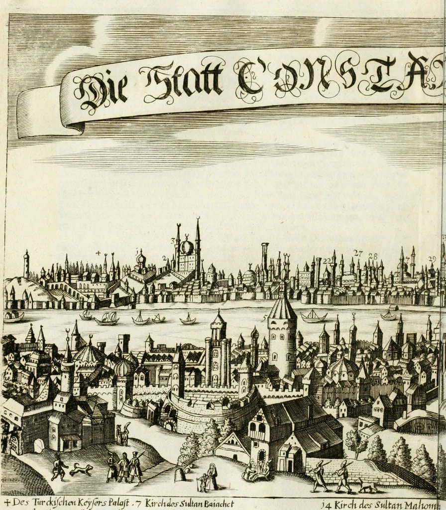 An illustration from Delineatio provinciarum Pannoniae et Imperii Turcici in Oriente : eine grundrichtige Beschreibung dess ganzen Aufgangs, sonderlich aber dess hochlöblichen Königreichs Ungarn, und der ganzen Türckey ..., 1684, leaf 159
