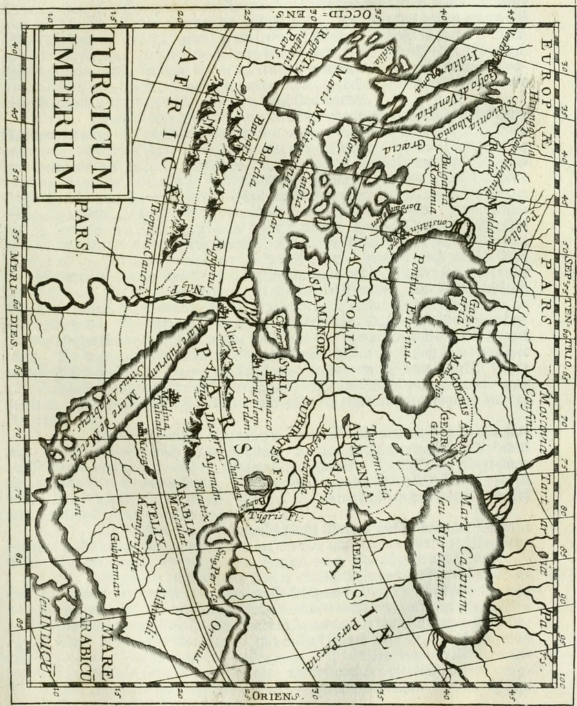 An illustration from Delineatio provinciarum Pannoniae et Imperii Turcici in Oriente : eine grundrichtige Beschreibung dess ganzen Aufgangs, sonderlich aber dess hochlöblichen Königreichs Ungarn, und der ganzen Türckey ..., 1684, leaf 166