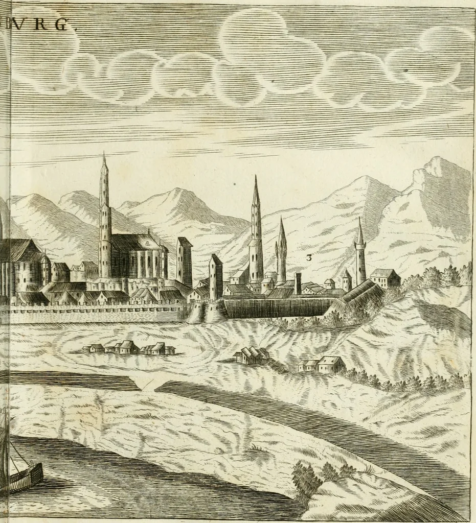 An illustration from Delineatio provinciarum Pannoniae et Imperii Turcici in Oriente : eine grundrichtige Beschreibung dess ganzen Aufgangs, sonderlich aber dess hochlöblichen Königreichs Ungarn, und der ganzen Türckey ..., 1684, leaf 22