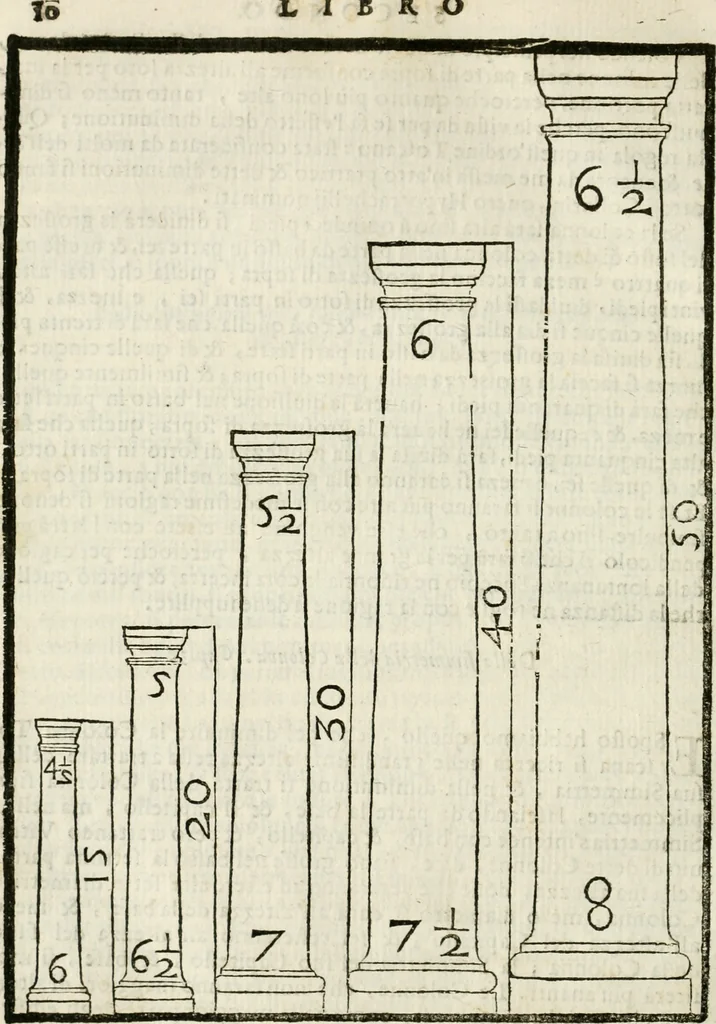 An illustration from Della architettura di Gioseffe Viola Zanini padouano pittore & architetto libri due, ne'quali con nuoua simmetria & facoltà si mostrano le giuste regole de i cinque ordini di detta architettura, & osseruationi de'più eccellenti architetti, che in quella habbiano dato ammaestramenti... Aggiuntoui di nuouo il modo di leuar il fumo alli camini, si fatti, come da farsi da Andrea Minorelli.., 1677, leaf 195