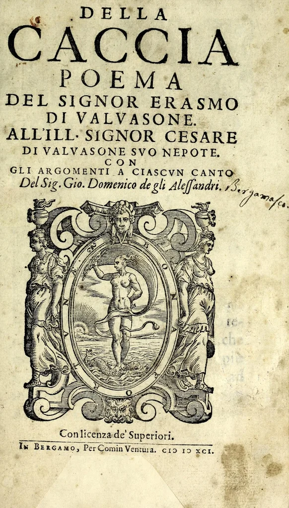 An illustration from Della caccia. Poema, 1591, leaf 7