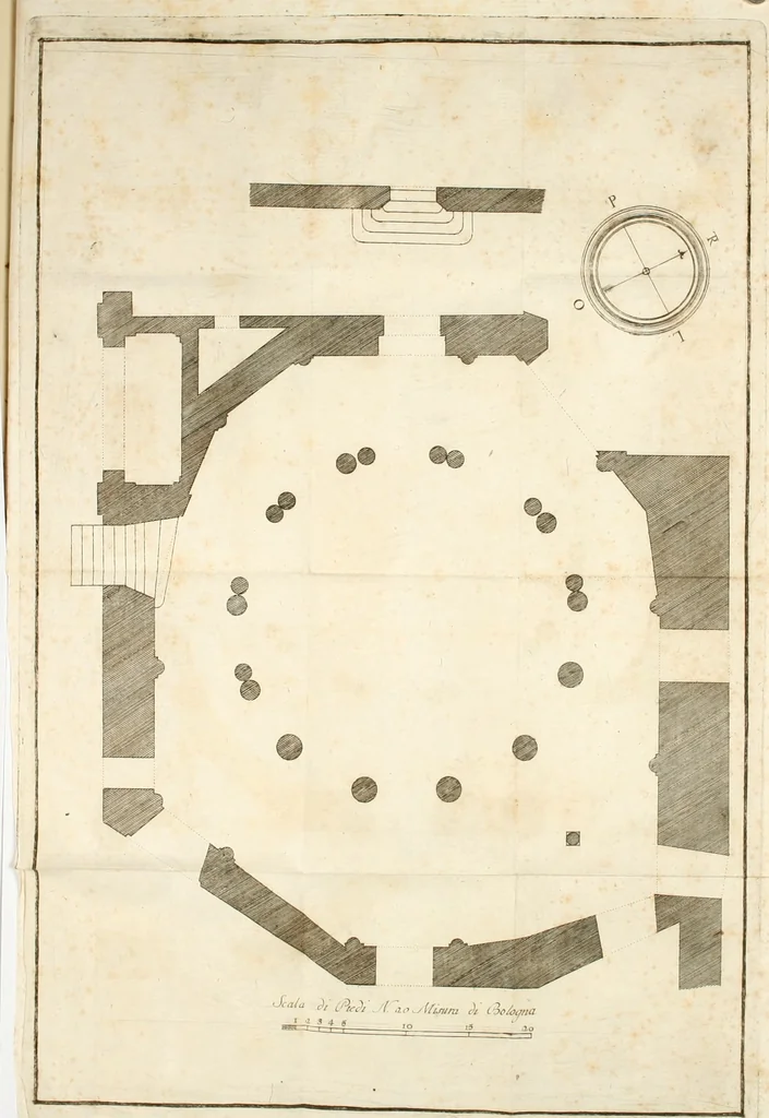 An illustration from Della chiesa del S. Sepolcro : riputata l'antico battisterio di Bologna e in generale dei battisterj : discorso dedicato a Gesu Cristo e al suo amico e battezzatore Giovanni, 1772, leaf 171