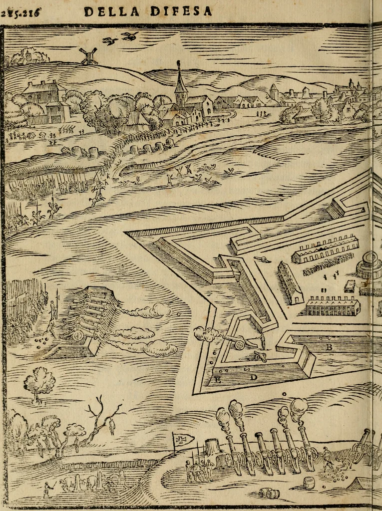 An illustration from Della espvgnatione et difesa delle fortezze di Gabriello Bvsca milanese libri due, 1585, leaf 229