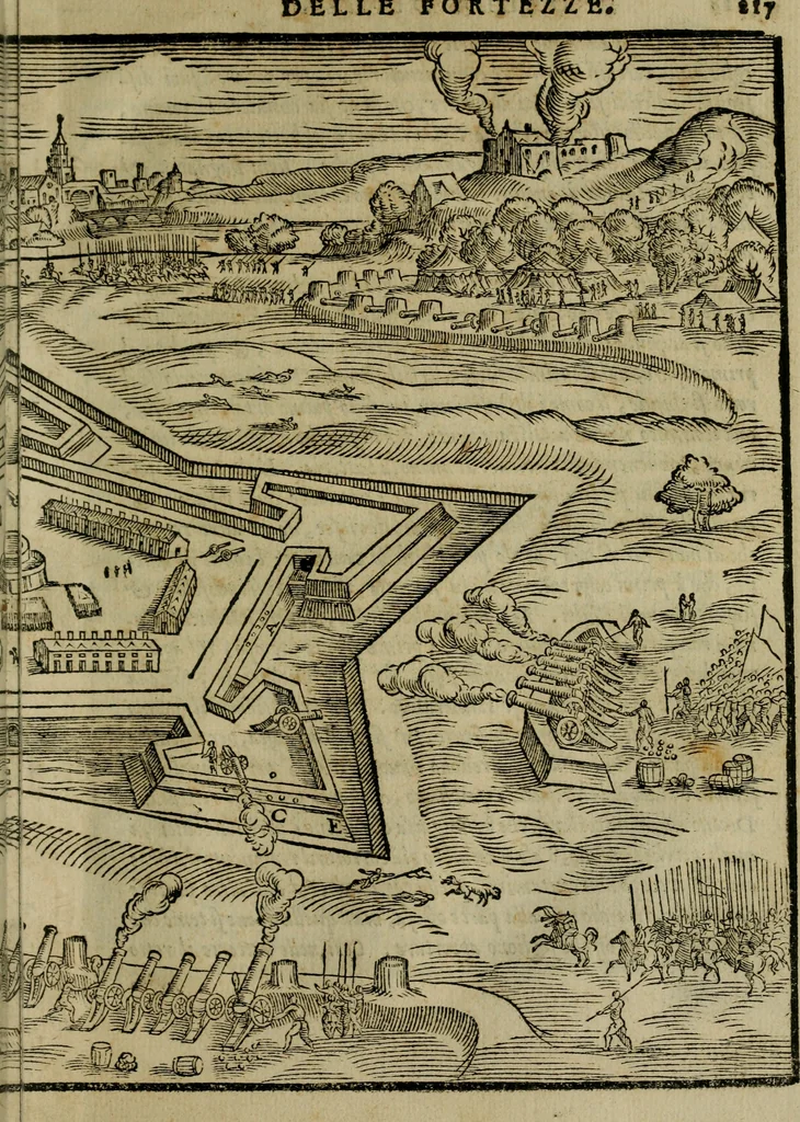 An illustration from Della espvgnatione et difesa delle fortezze di Gabriello Bvsca milanese libri due, 1585, leaf 230