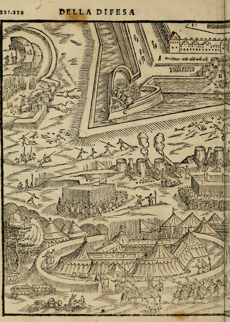 An illustration from Della espvgnatione et difesa delle fortezze di Gabriello Bvsca milanese libri due, 1585, leaf 235