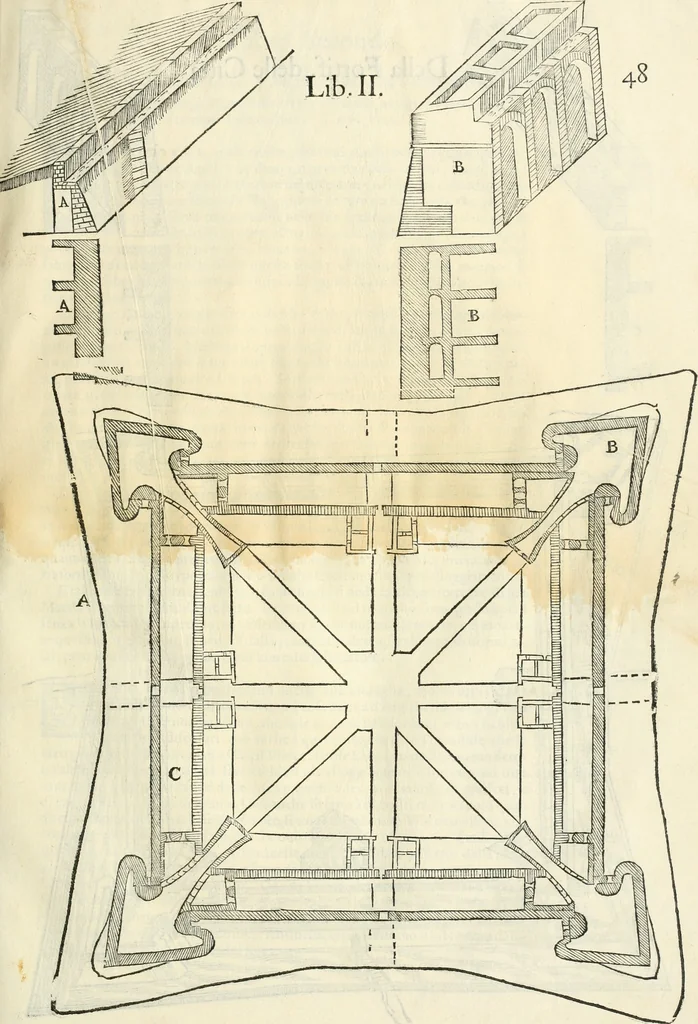 An illustration from Della fortificatione delle città, 1564, leaf 106