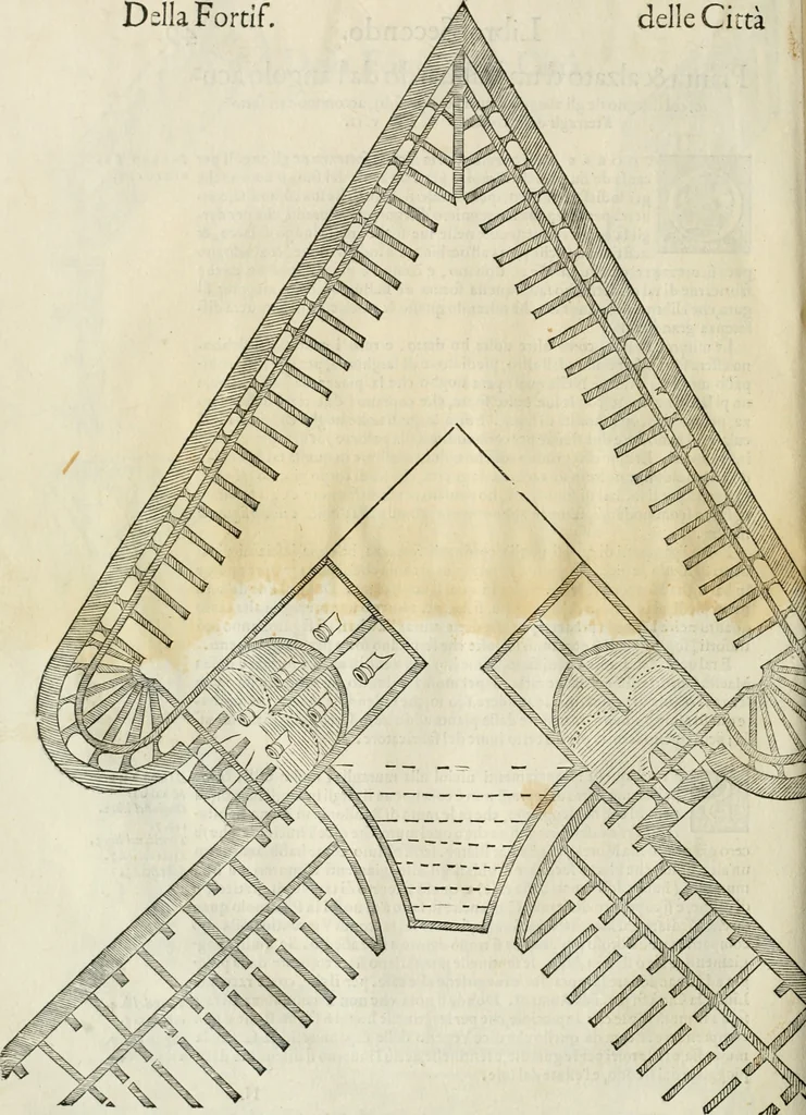An illustration from Della fortificatione delle città, 1564, leaf 109