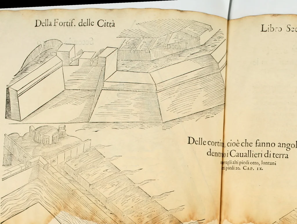 An illustration from Della fortificatione delle città, 1564, leaf 112