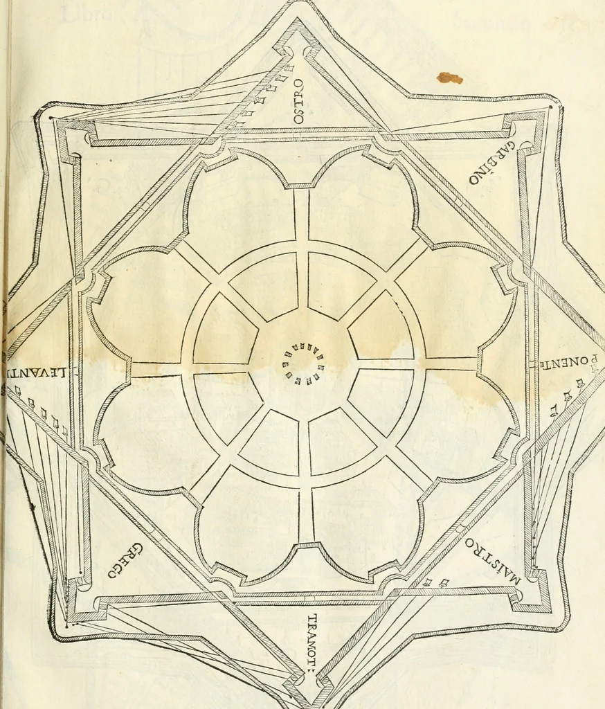 An illustration from Della fortificatione delle città, 1564, leaf 114