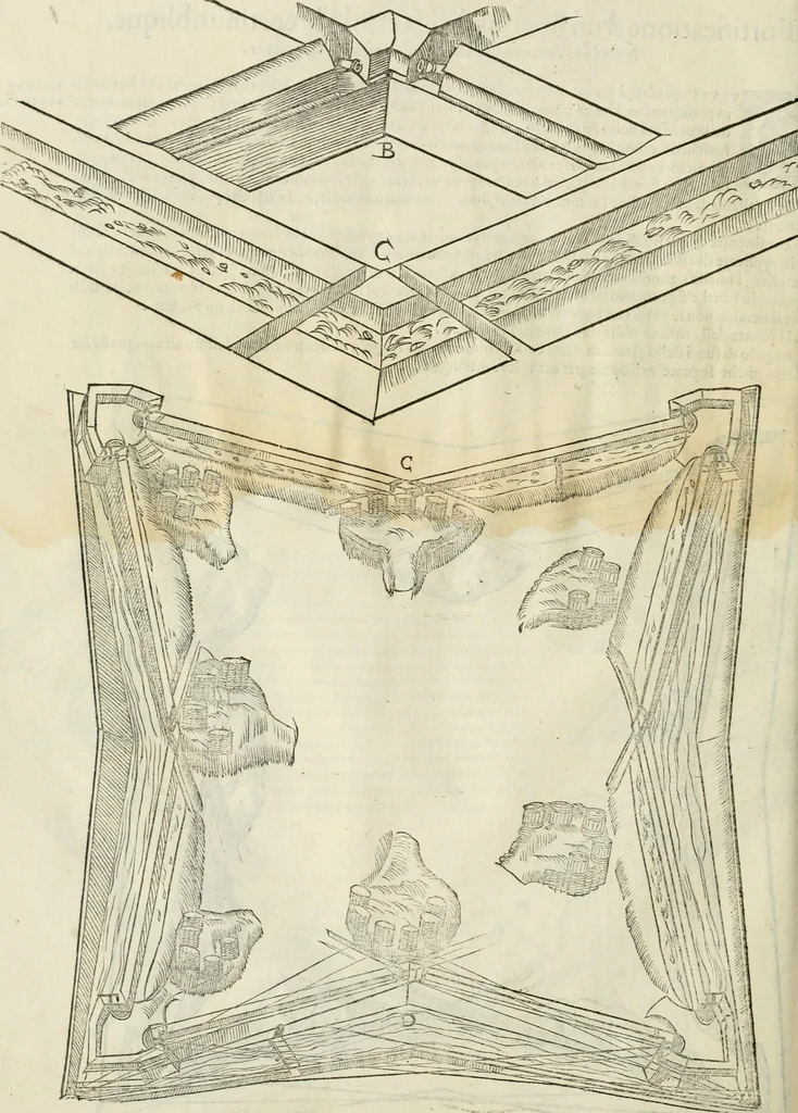 An illustration from Della fortificatione delle città, 1564, leaf 119