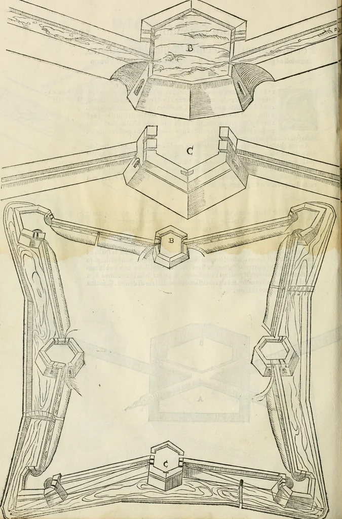 An illustration from Della fortificatione delle città, 1564, leaf 121