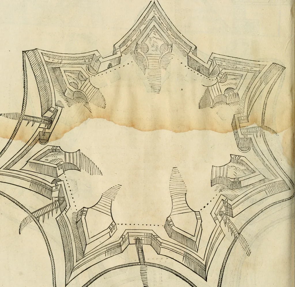 An illustration from Della fortificatione delle città, 1564, leaf 129