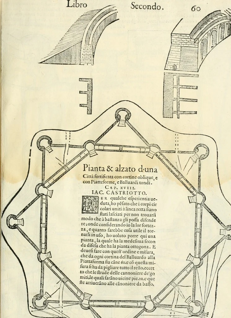 An illustration from Della fortificatione delle città, 1564, leaf 130